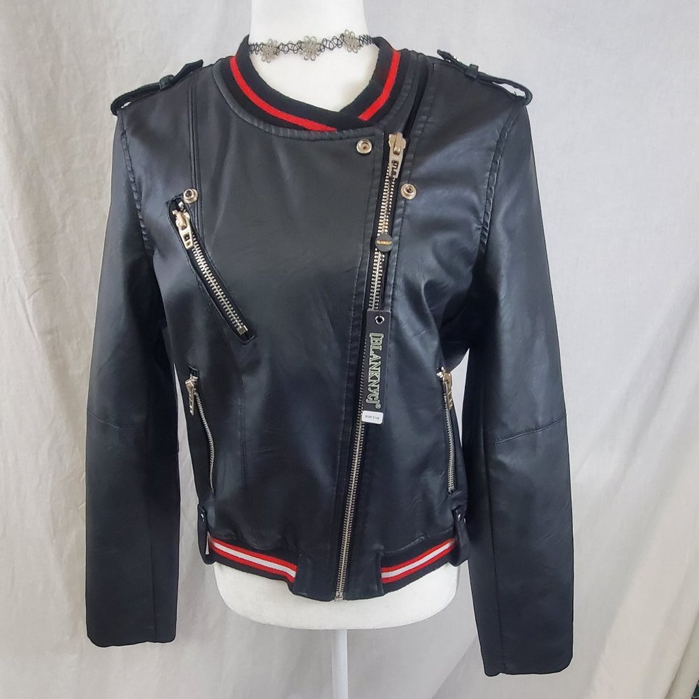 BLANK NYC Women's Vegan Leather Moto Jacket Black M (original tag still attached